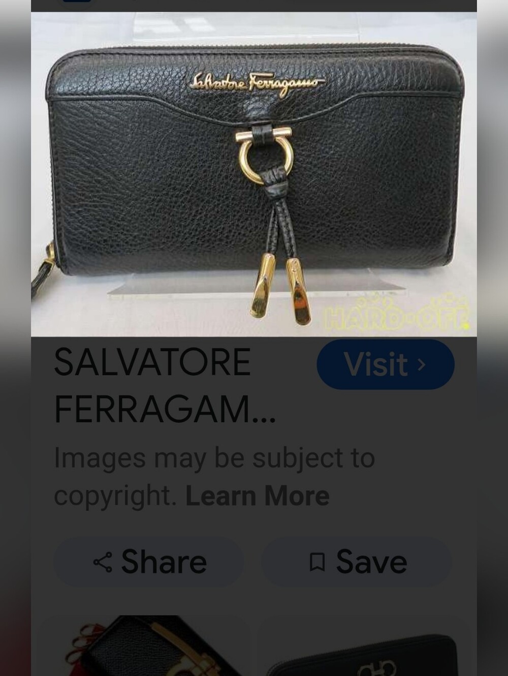 Salvatore Ferragamo Black Leather Zip-Around Wallet with Gold Accents